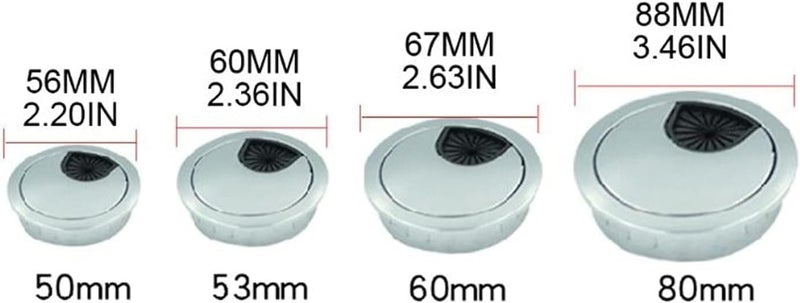 Desk Hole Cover,Cable Grommet, 2 Pcs Zinc Alloy Base Computer Grommet Table Cable Outlet Port Surface Line Holder 50/53/60/80mm(Wit,53mm) - Image 3