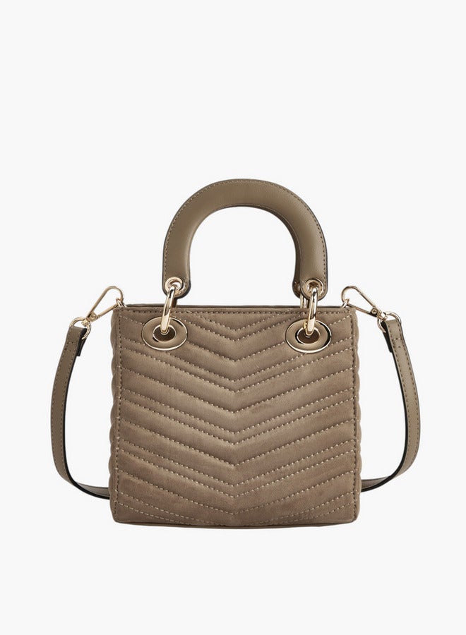 Celeste Women Quilted Tote Bag with Detachable Strap and Zip Closure - Image 2