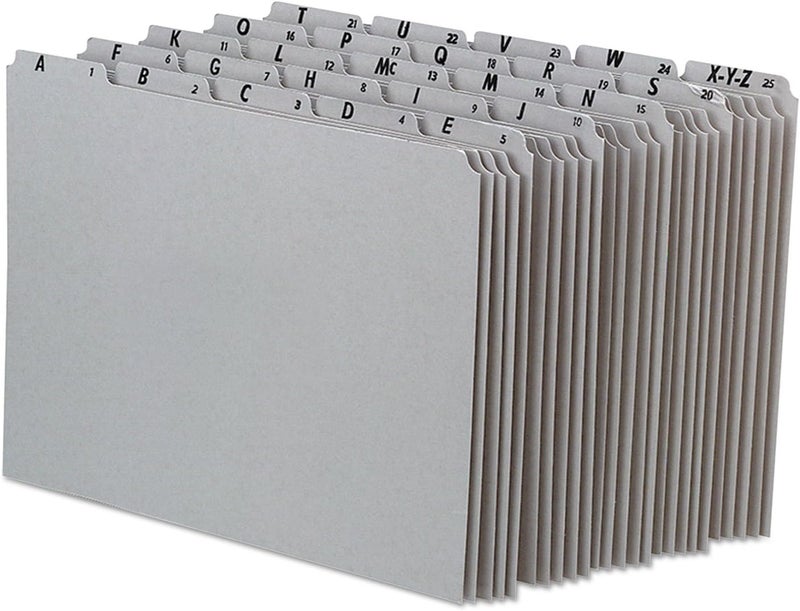 Pendaflex A-Z Top Tab Recycled Gray Pressboard 1/5-Tab File Guides, Letter, 25/Set (PN925) - Image 1