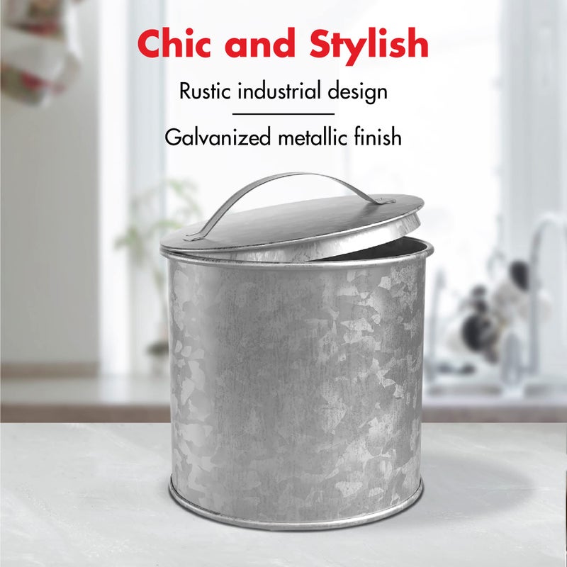 Amici Home Newport Galvanized Metal Canister | Dry Food Storage Container | Airtight Lid | 56 Ounce Capacity | Farmhouse D?cor | Rustic Metal Canister for Kitchen Countertop - Image 5