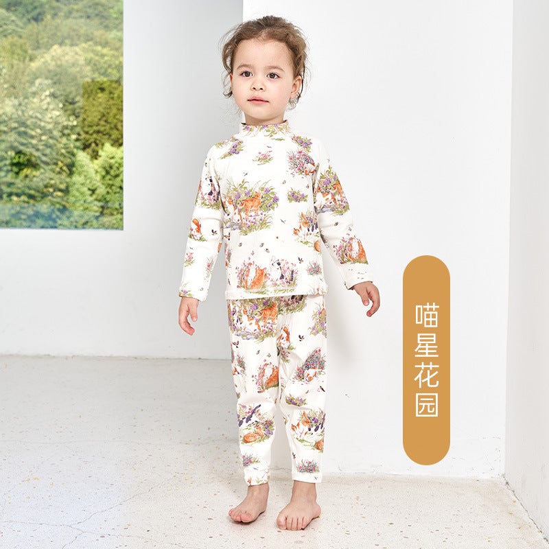 Andan 2024 New Autumn and Winter Warm Velvet Semi-high Collar Home Clothes suit Tianzhu Cotton Bacteriostatic Elastic Autumn Clothes and Pants Kapibala has no trouble - Image 2