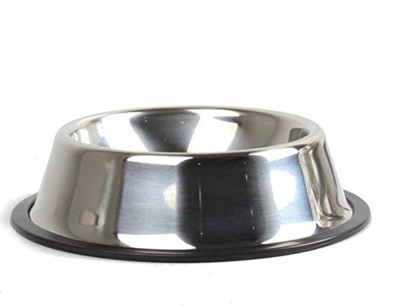 Premium Stainless Steel Pet Feeding Bowl - Heavy-Duty Anti-Skid Dog & Cat Dish - Durable High-Density Metal Food Basin with 22cm Bottom Diameter Non-Slip Rubber Ring Base (Sleek Modern Wide-Opening Space-Saving Utility Profile) - Manual Liquid & Kibble Flow Retention Convenience & Pet Care Facility Asset Management Template