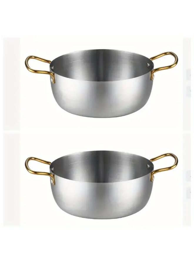 Stainless Steel Ramen Pot 20cm 7.87in Durable Cooking Pot with Ergonomic Handles for Instant Noodles Soups Kitchen Supply Home Use - Image 1