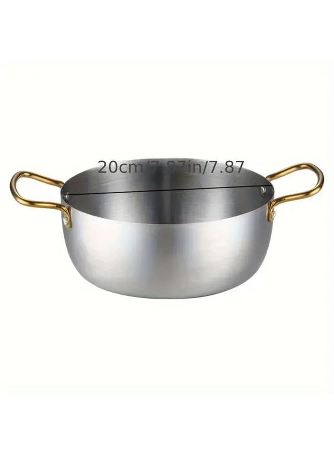 Stainless Steel Ramen Pot 20cm 7.87in Durable Cooking Pot with Ergonomic Handles for Instant Noodles Soups Kitchen Supply Home Use - Image 2