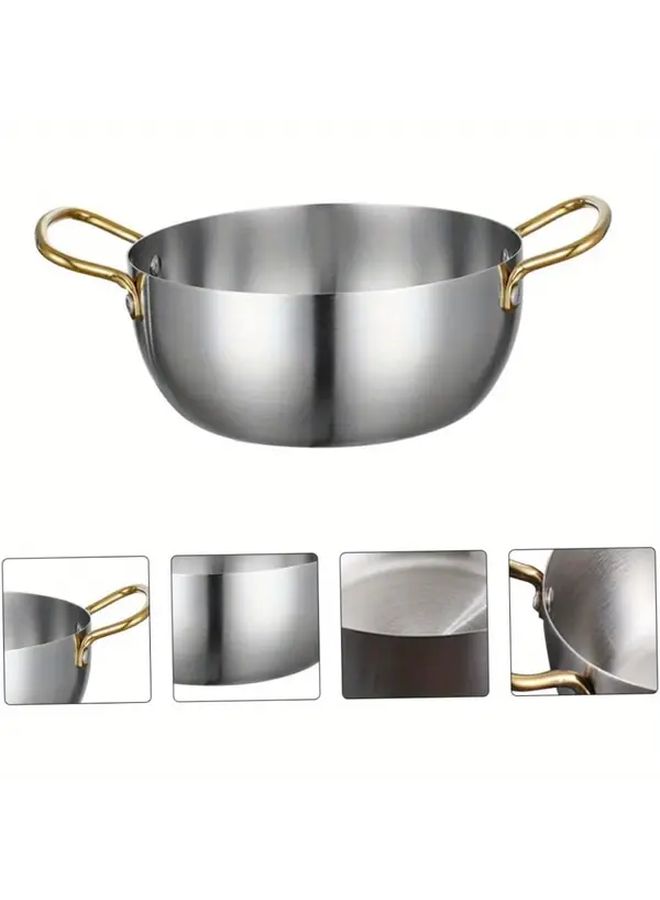 Stainless Steel Ramen Pot 20cm 7.87in Durable Cooking Pot with Ergonomic Handles for Instant Noodles Soups Kitchen Supply Home Use - Image 4