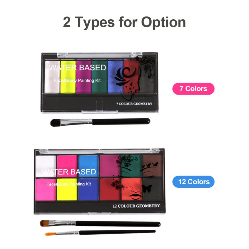 Face Paint Kit 12 Vibrant Colors Safe Cosmetic-Grade Ingredients - Water-Based Easy Clean Body Art for Halloween Cosplay Kids Parties School Events Carnivals - Image 2