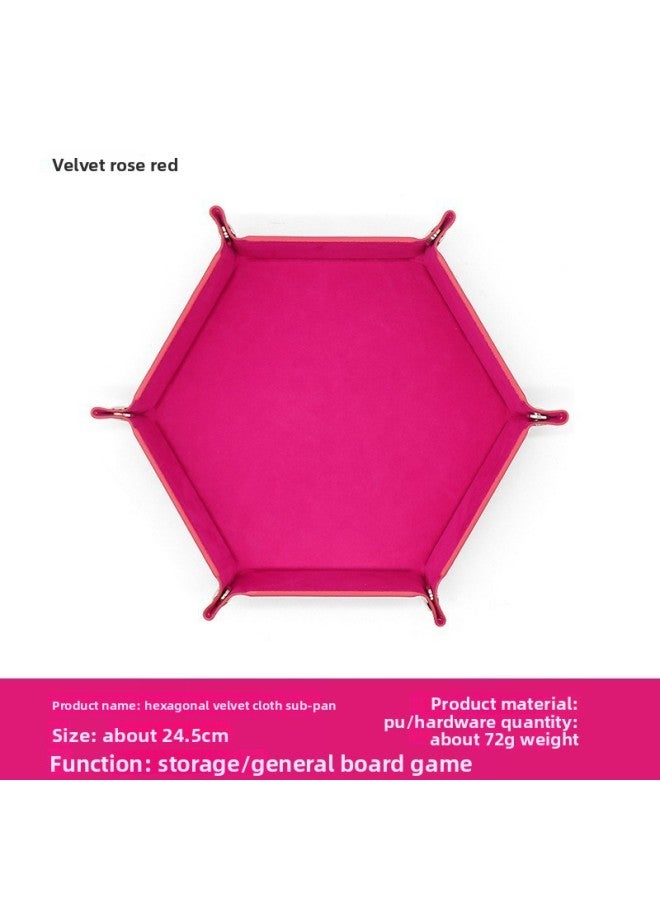 Cross-border Hot Selling Hexagon Velvet Dice Plate Foldable Storage Box Pu Tray Desktop Storage Box Dried Fruit Plate