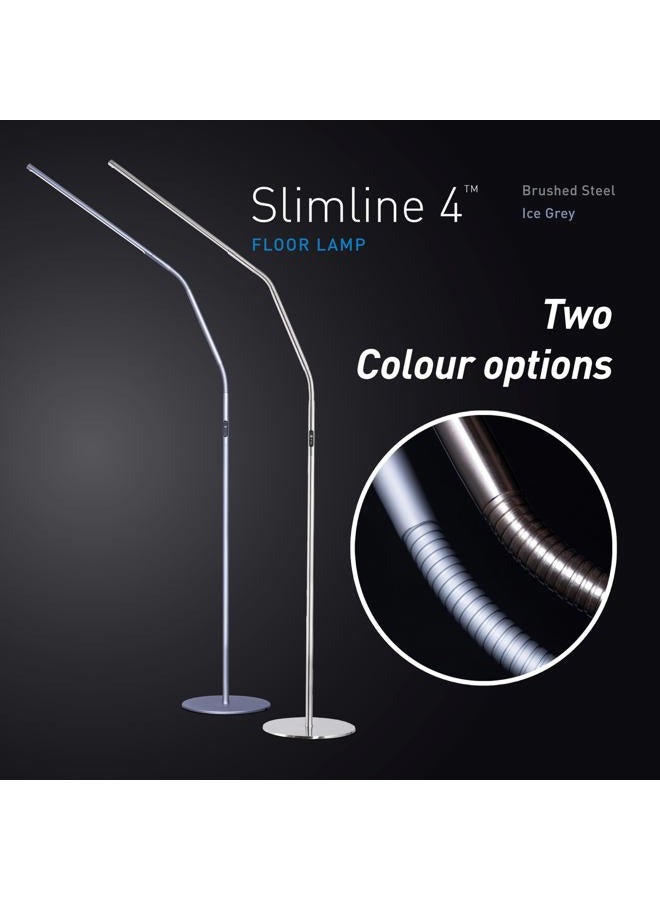 Daylight Slimline 4™ LED Floor Lamp in Brushed Steel - 6,000K, 3,200 Lux, 4 Brightness Levels, USB-C Charging Port, Anti-Glare Diffuser, Flexible Design, Art & Craft, Sewing, Nail Salon - Image 4