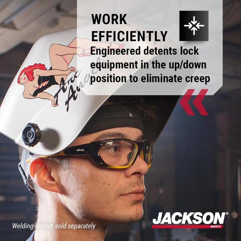 Jackson Safety 370 Speed Dial Replacement Ratcheting Headgear For Welding Helmets - Oversized Adjuster Knob  Adjustable Sliders  Hood Locks Up/Down  Patented Quick-Fit Rear Swivel Headband  Washable Sweatband - Made In Usa - Image 5