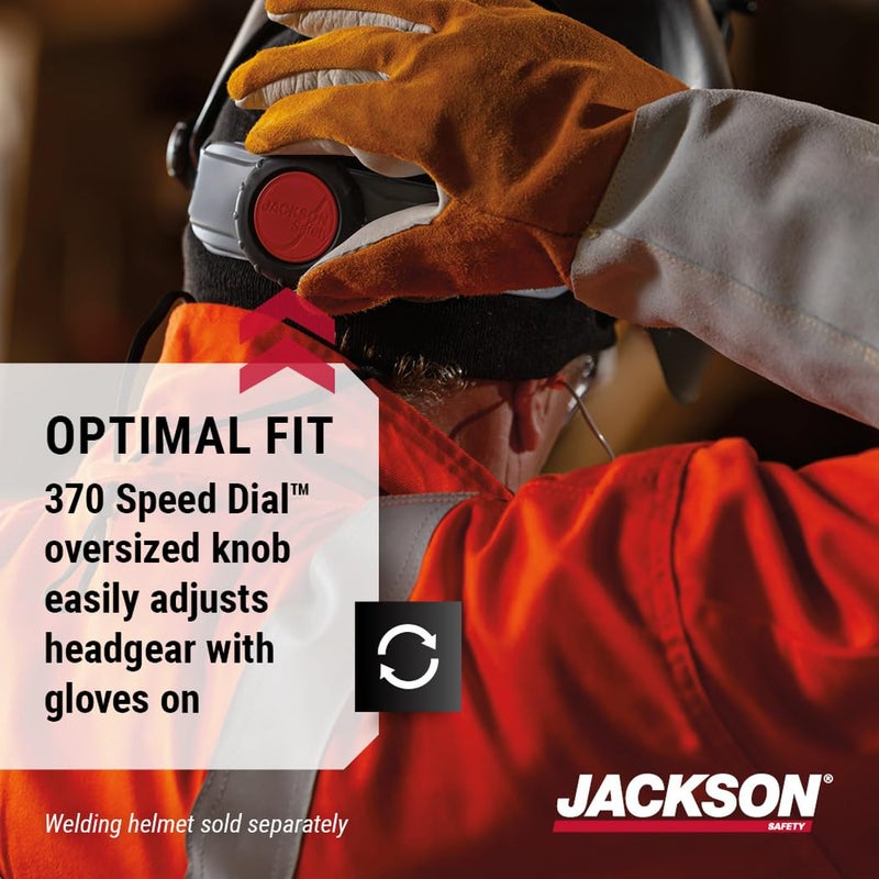 Jackson Safety 370 Speed Dial Replacement Ratcheting Headgear For Welding Helmets - Oversized Adjuster Knob  Adjustable Sliders  Hood Locks Up/Down  Patented Quick-Fit Rear Swivel Headband  Washable Sweatband - Made In Usa - Image 3