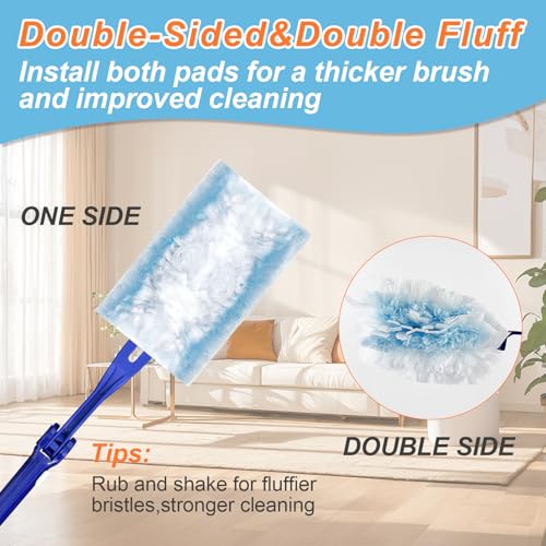 Toughwild 50 Count Duster Refills Kit for Swiffe Duster, One-Sided Electrostatic Duster with 2 Handles, Heavy Duty Dusters Refills Replacement for Cleaning Home, Blinds, Fans, Corners - Image 5