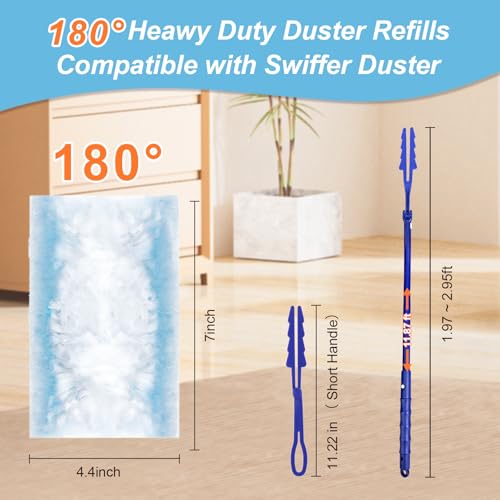 Toughwild 50 Count Duster Refills Kit for Swiffe Duster, One-Sided Electrostatic Duster with 2 Handles, Heavy Duty Dusters Refills Replacement for Cleaning Home, Blinds, Fans, Corners - Image 3