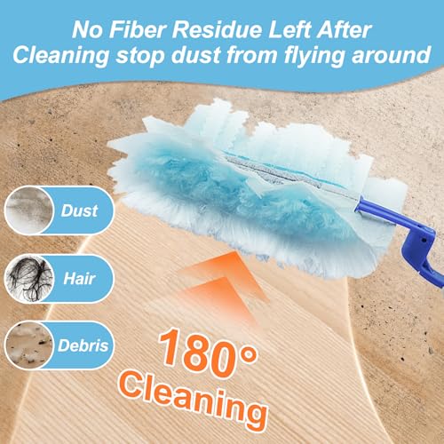 Toughwild 50 Count Duster Refills Kit for Swiffe Duster, One-Sided Electrostatic Duster with 2 Handles, Heavy Duty Dusters Refills Replacement for Cleaning Home, Blinds, Fans, Corners - Image 2