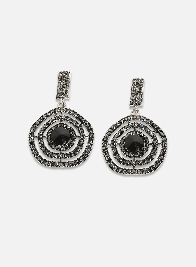 SOHI Embellished Lined Circular Artificial Drop Earring Jewellery