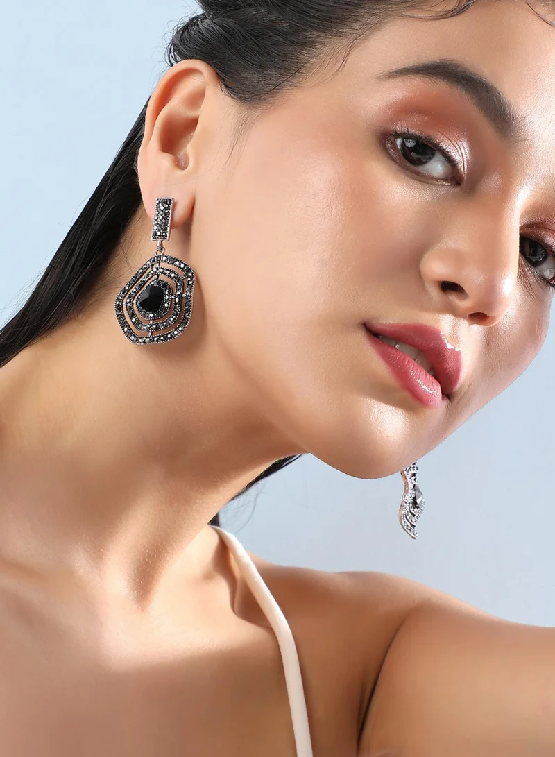 Sohi  Embellished Lined Circular Artificial Drop Earring Jewellery for Women | Best Price UAE