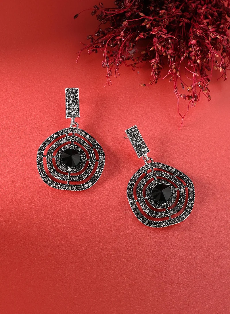 Sohi  Embellished Lined Circular Artificial Drop Earring Jewellery for Women | Best Price UAE