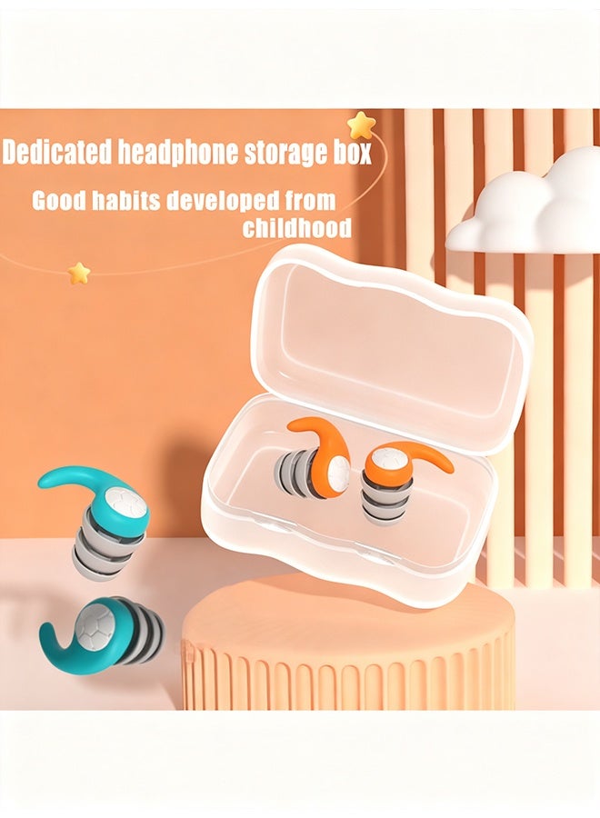 2-Pack Kids Noise Cancelling Ear Plugs - Waterproof Hearing Protection Earplugs for Children, Noise Reduction Earplugs,Three-layer Soundproof Earplugs,Comfortable for Study, Sleep, Swimming, Small Ear Canals Design with Storage Case - Image 2