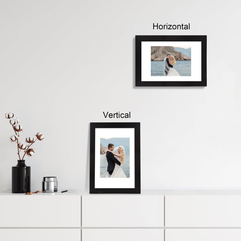 Irahmen 8x12 مجموعة إطار صورة من 4 مع شاشة HD Glass عرض 6x8 صورة صورة مع حصيرة أو 8 × 12 بدون إطارات صور ريفية خشبية للحصول على طاولة أفقية أو رأسية أعلى وجدار تصاعد - Image 5