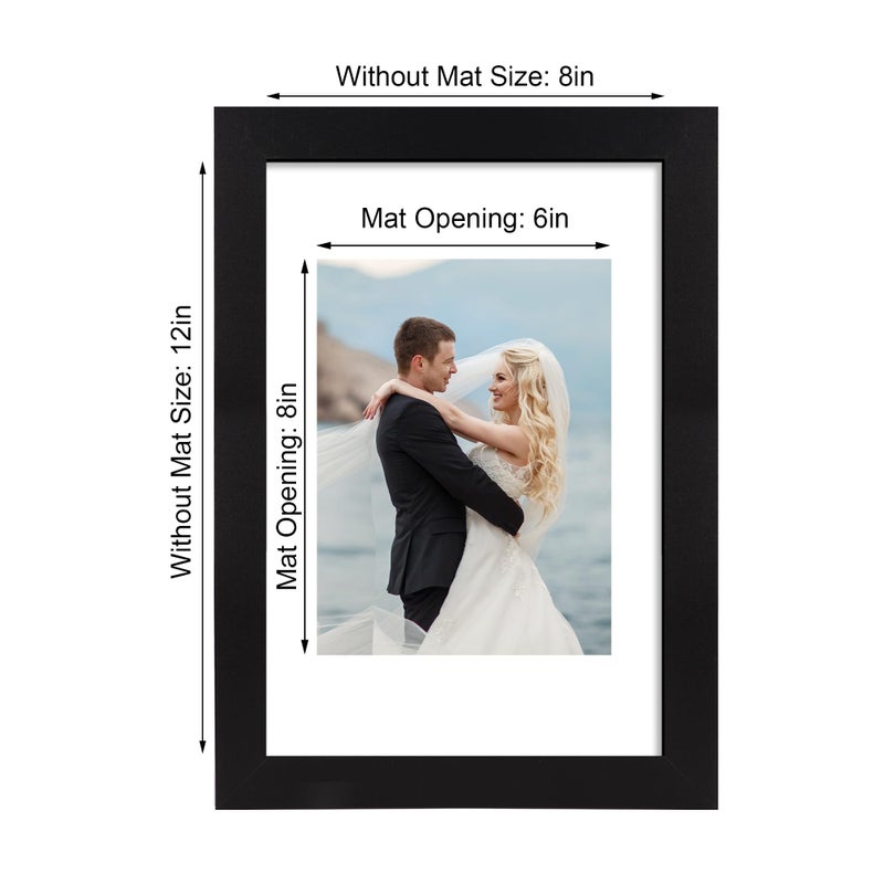 Irahmen 8x12 مجموعة إطار صورة من 4 مع شاشة HD Glass عرض 6x8 صورة صورة مع حصيرة أو 8 × 12 بدون إطارات صور ريفية خشبية للحصول على طاولة أفقية أو رأسية أعلى وجدار تصاعد - Image 2
