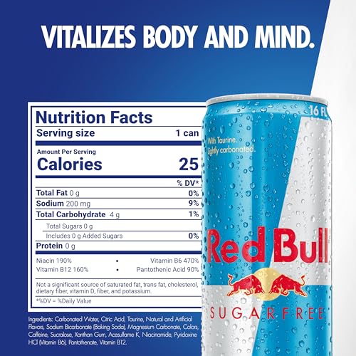 Red Bull Sugar Free Energy Drink with 151mg Caffeine plus Taurine & B Vitamins, 16 Fl Oz, Pack of 12 Cans - Image 2