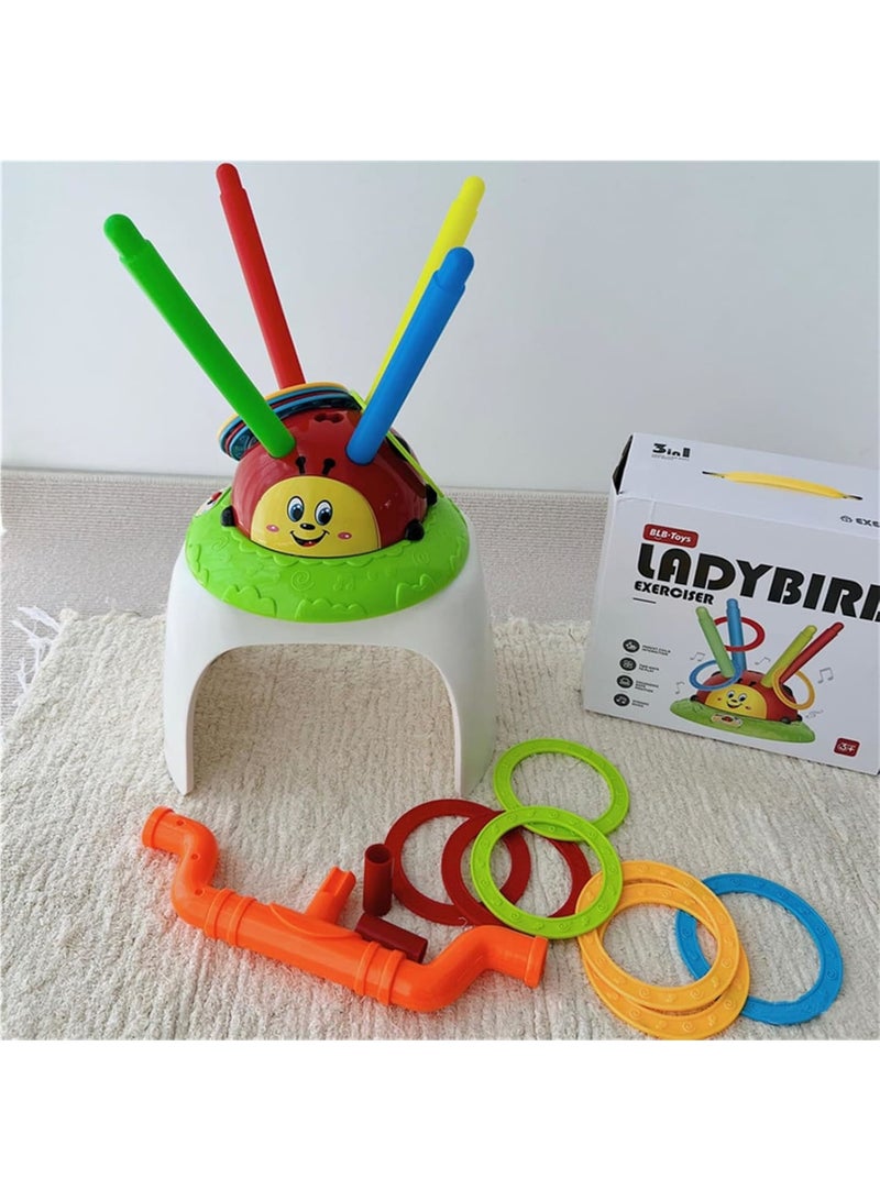 Zikra 2 in 1 Musical Jump, Ring Toss Game Toy, Stomping & Launch Rockets Launchers Toys, Musical Jump Ladybug Fun Toy, Kids Party Games, Kids Indoor Outdoor Toys for Boys Girls Age 4-8 - Image 2