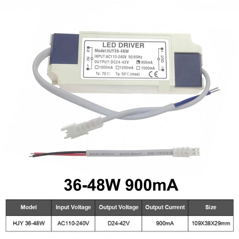 LED Driver 36W 40W 45W 48W DC24 42V 900mA 1000mA 1200mA 1500mA Flicker Free Power Supply DC24 42V 900mA X1PCS - Image 3