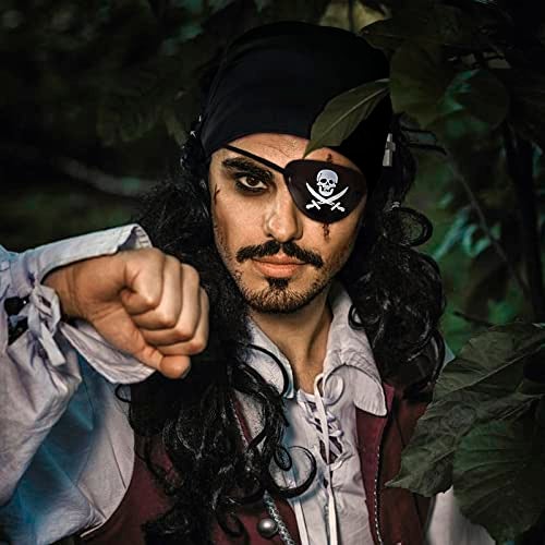 CosplayStudio 3 PCS Halloween Pirate Costume Women Men Head Scarf Hat Accessories Pirate Sash Belt Pirate Bandana Headband Waist Belt (Black) - Image 4