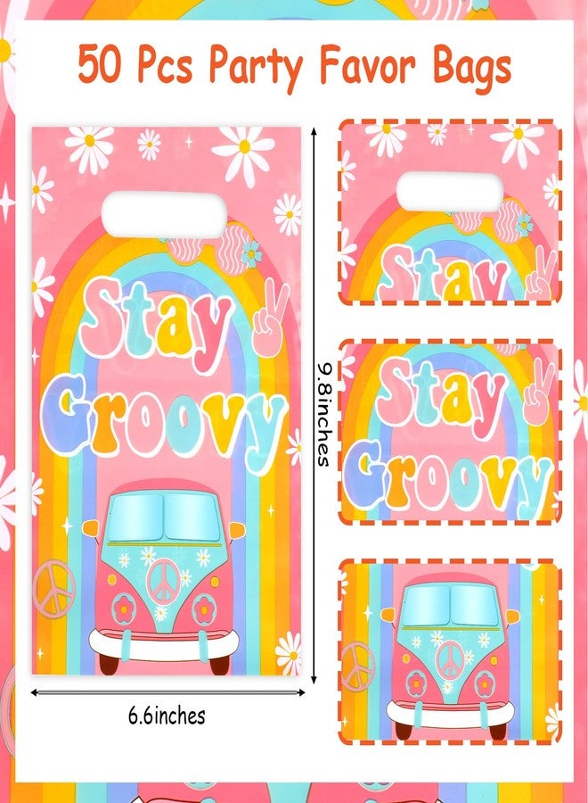 Serencatcher 50pcs Hippie Party Favors - Groovy Daisy Candy Goodie Treat Bags for 60s 70s Five is a Vibe Boho Birthday Decoration - Image 3