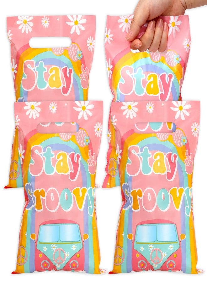 Serencatcher 50pcs Hippie Party Favors - Groovy Daisy Candy Goodie Treat Bags for 60s 70s Five is a Vibe Boho Birthday Decoration - Image 1