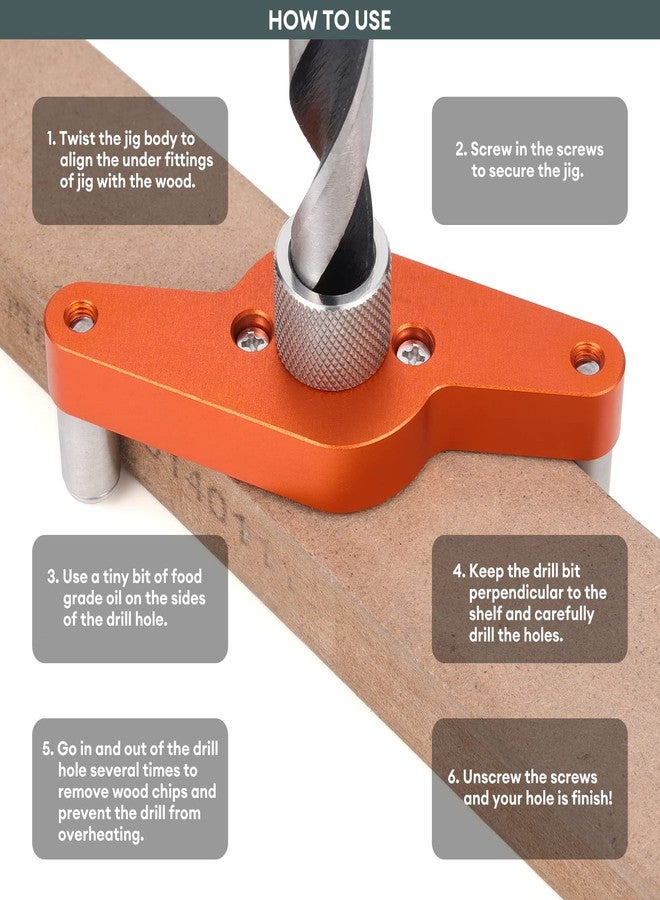 SLIIMU Floating Shelf Installation Dowel Jig Kit with 1/2 x 9.8'' &1/2 x 5''Bit,Mantle Straight Hole Drill Guide for Hidden Shelf Bracket,Self Centering Doweling Drill Jig for Invisible Shelf Hardware - Image 4