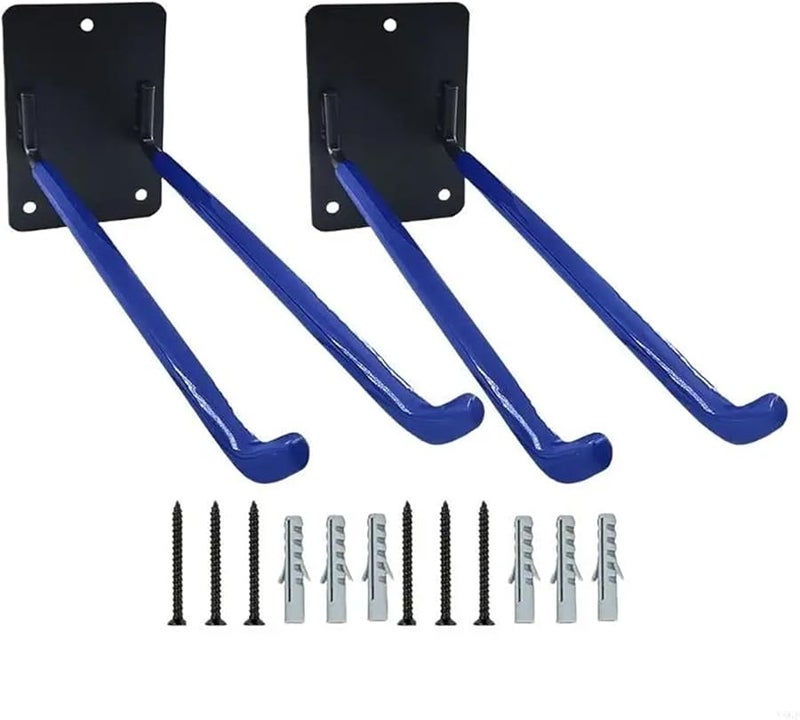 Royal Blue Heavy Duty Wall Hooks 2 Pack Rust Resistant Iron Garage Tool Storage - Image 2
