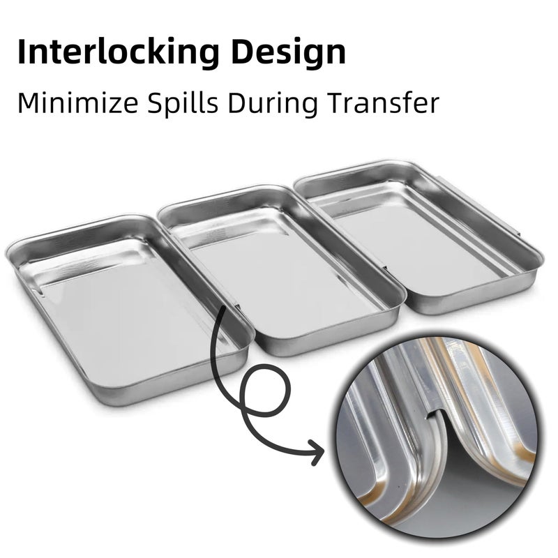 falichchch 3-Piece Stainless Steel Breading Set â€“ Interlocking Coating Trays for Chicken, Fish, Meat | Non-Slip, Dishwasher Safe, Oven Safe | Stackable Space-Saving Design for Flour, Egg (M-8.6" x 5.8") - Image 2