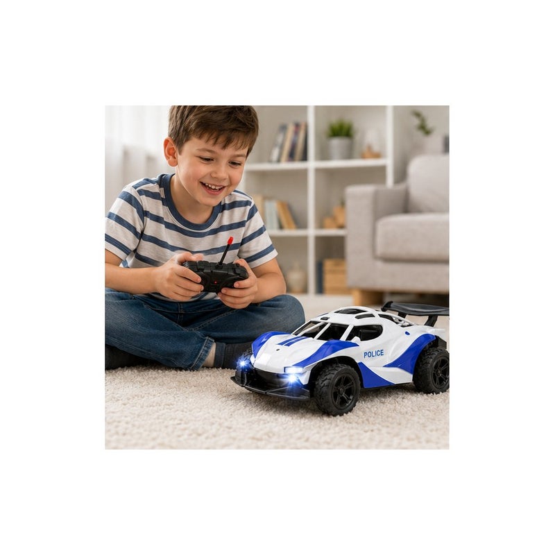 GTG RC High Racing Car Toy for Kids, Blue and White Police Remote Control Car - Image 3