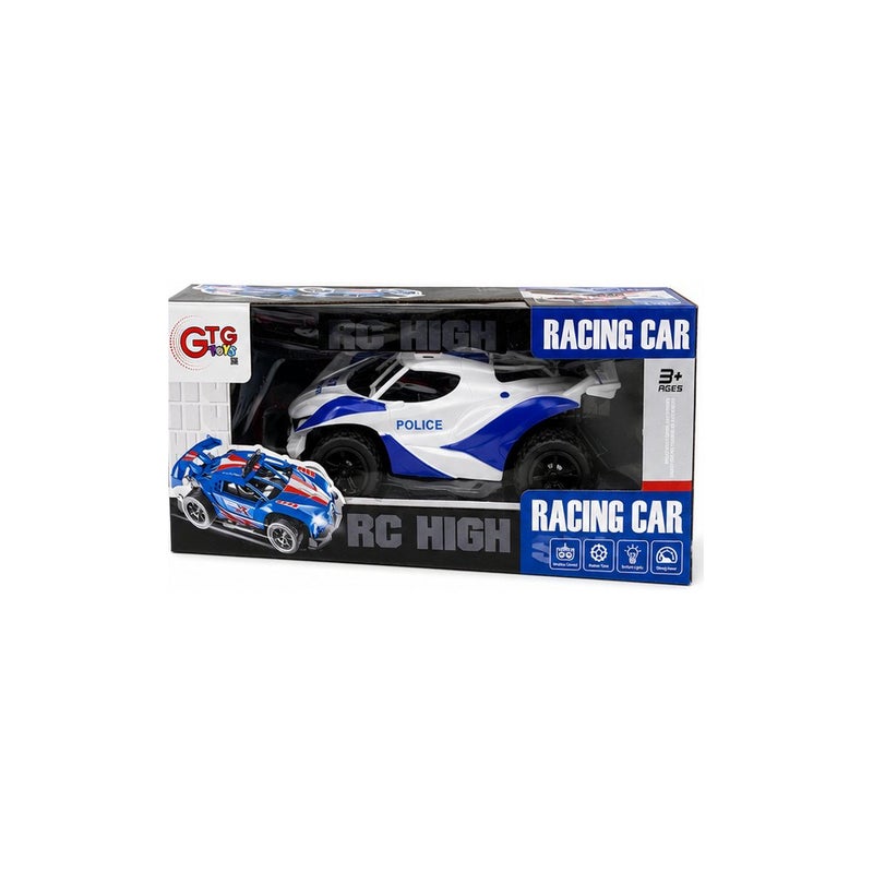 GTG RC High Racing Car Toy for Kids, Blue and White Police Remote Control Car - Image 1