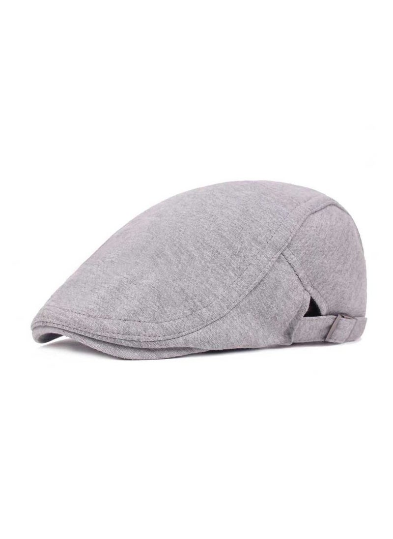 Loquat Woolen Cap Beret Literary Retro Adjustment Button Light Grey 
