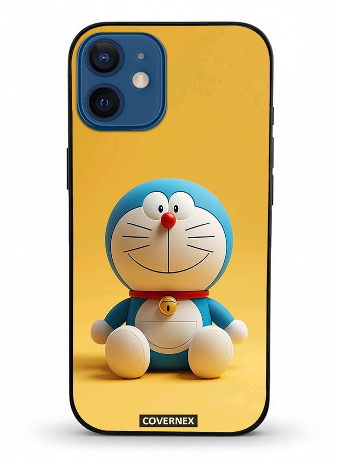 Covernex Apple iPhone 12 Mini Protective Case Cover Printed Featuring Friendly Robot Classic Doraemon - Image 2