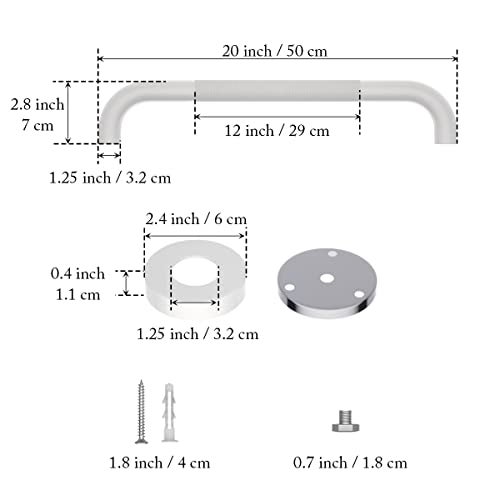 Munzong 20 Inch Anti Slip Shower Grab Bar Oil Rubbed White 125 DiameterMunzong 2 Pack Bathroom Grab Bar Knurled Bathroom Balance BarSafety Hand Rail Support Handicap Elderly Senior Assist Bath Handle - Image 3
