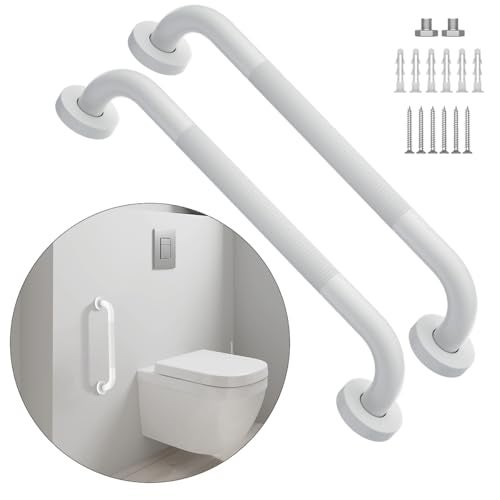 Munzong 20 Inch Anti Slip Shower Grab Bar Oil Rubbed White 125 DiameterMunzong 2 Pack Bathroom Grab Bar Knurled Bathroom Balance BarSafety Hand Rail Support Handicap Elderly Senior Assist Bath Handle - Image 1