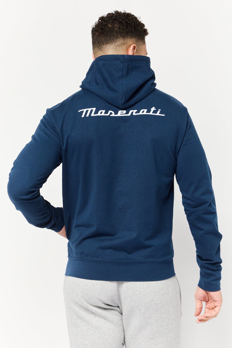 Maserati Men Long Sleeves Brand Logo Full Zip Sweatshirt, Navy  - Image 3
