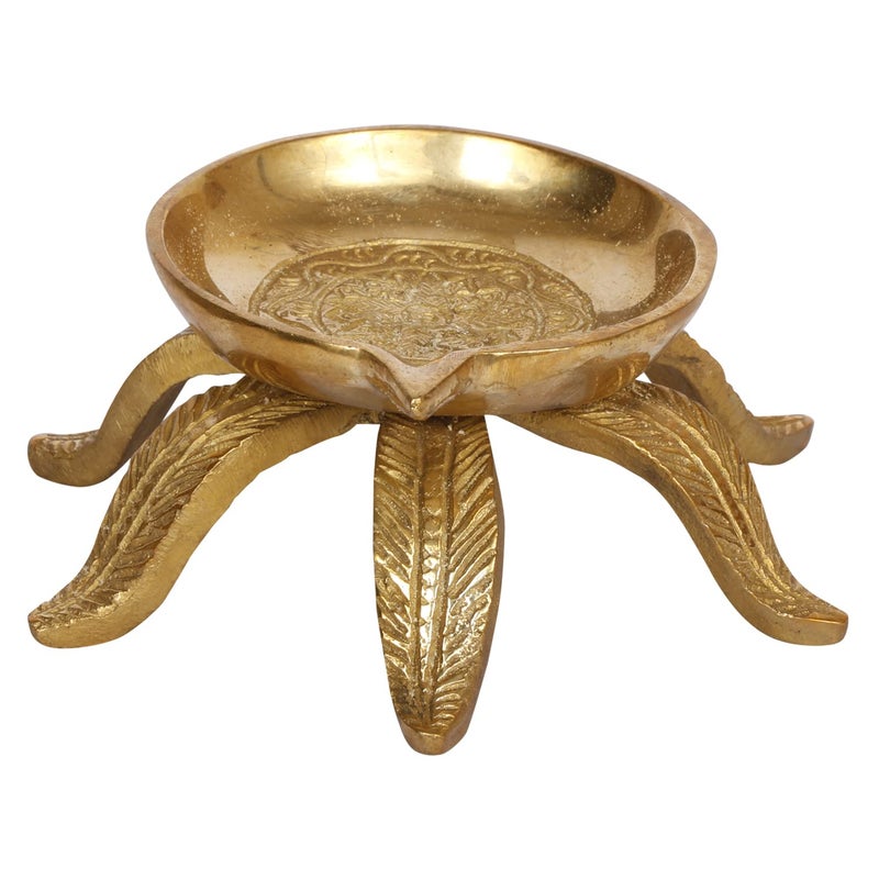 ARTVARKO ARTVARKO Brass Ethnic Curved Traditional Diya Oil Lamp for Temple Diwali Pooja Home Decoration Gift  - Image 2