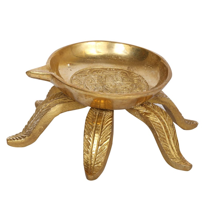 ARTVARKO ARTVARKO Brass Ethnic Curved Traditional Diya Oil Lamp for Temple Diwali Pooja Home Decoration Gift  - Image 4