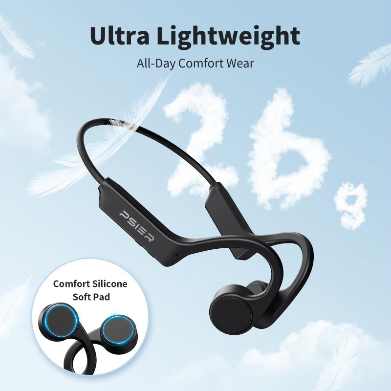 PSIER Bone Conduction Headphones, Bluetooth 5.4 Open Ear Headphones, 10H Playtime Bone Conduction Earbuds with Mic, IPX6 Waterproof Running Headphones for Hiking, Cycling, Gym (Black) - Image 3