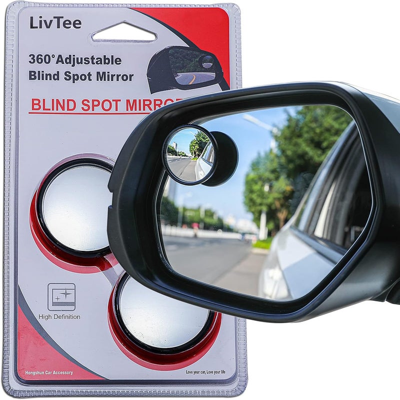 LivTee All usage compatible LivTee Black Framed Round Blind Spot Mirror, HD Glass and Wide Angle Rearview Mirror with Adjustable Stick for Universal Car (2 pcs) Defect free upgraded substance - Image 4