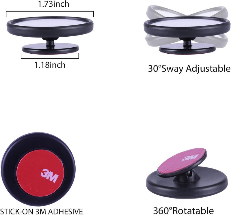 LivTee All usage compatible LivTee Black Framed Round Blind Spot Mirror, HD Glass and Wide Angle Rearview Mirror with Adjustable Stick for Universal Car (2 pcs) Defect free upgraded substance - Image 3