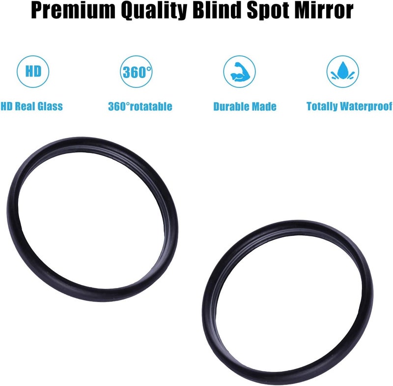 LivTee All usage compatible LivTee Black Framed Round Blind Spot Mirror, HD Glass and Wide Angle Rearview Mirror with Adjustable Stick for Universal Car (2 pcs) Defect free upgraded substance - Image 5