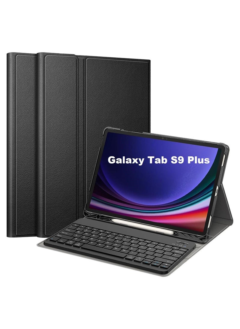 Generic - Keyboard Case for Samsung Galaxy Tab S9 Plus 2023, Slim Folio Cover Removable Detachable Bluetooth Keyboard with Pencil Holder for S9 Plus SM-X810 / SM-X816B - Image 1