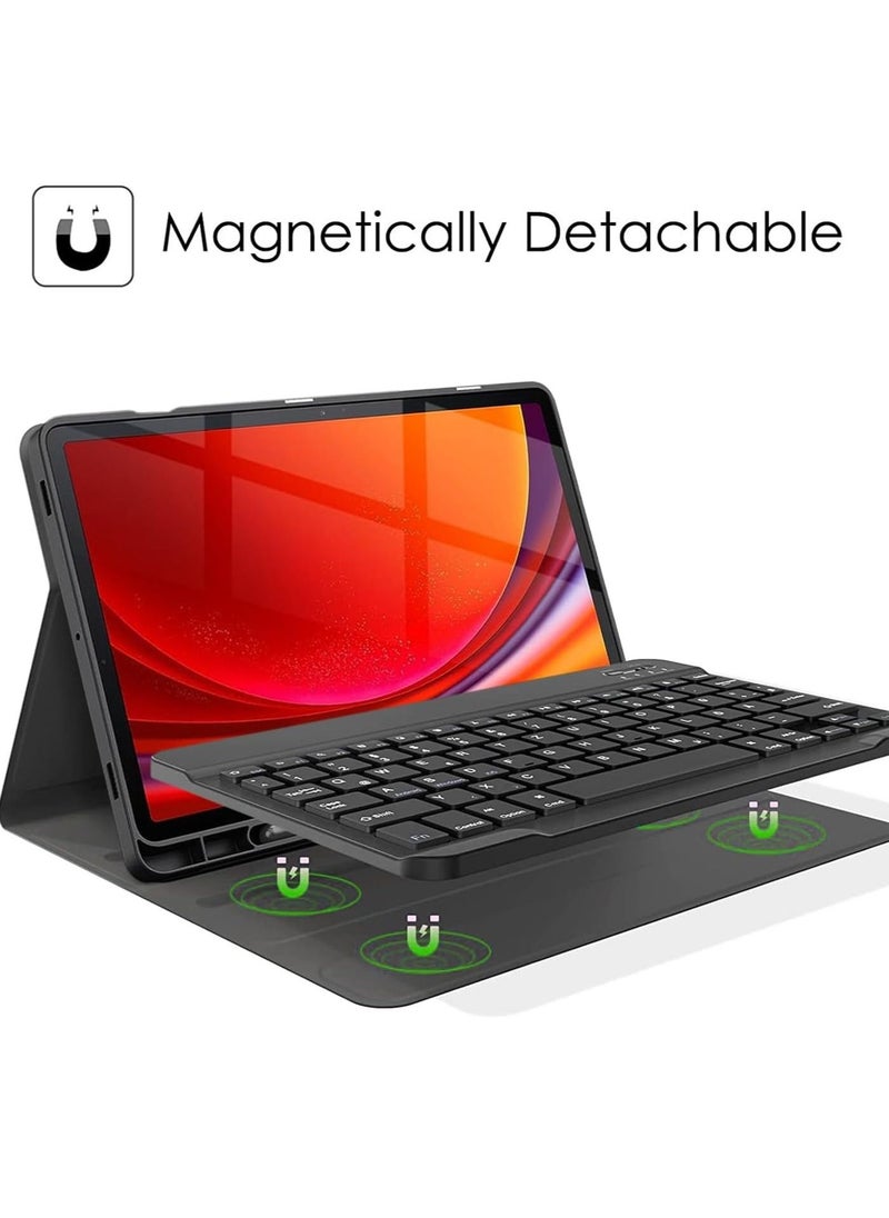 Generic - Keyboard Case for Samsung Galaxy Tab S9 Plus 2023, Slim Folio Cover Removable Detachable Bluetooth Keyboard with Pencil Holder for S9 Plus SM-X810 / SM-X816B - Image 1