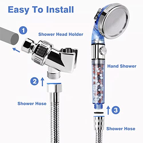 REHAVE Filtered Shower Head - 59 Inch Expandable Handheld Hose, Leakproof Flexible Hose Extension, High Pressure Shower - Image 2