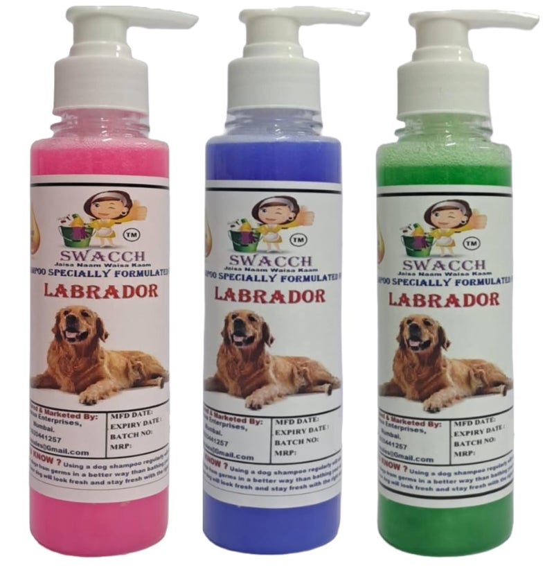 SWACCH Premium Shampoo for Labrador (200ML) (Combo Pack of 3) Rose, Lavender & NEEM ALOVERA - Image 1