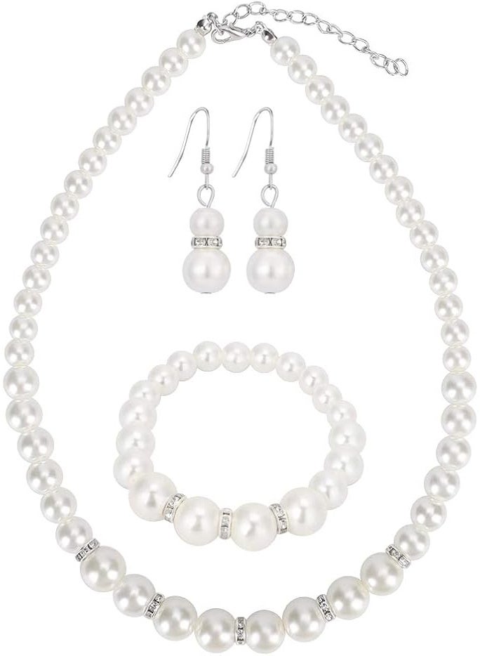 Set Pearl Jewelry Dainty Chunky Pearl Choker Necklace for Girls Wedding Jewelry for Prom Bride Birthday Gifts - Image 1